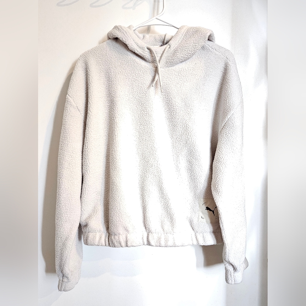 Puma Cozy Fleece Hoodie Sweater in Off-White